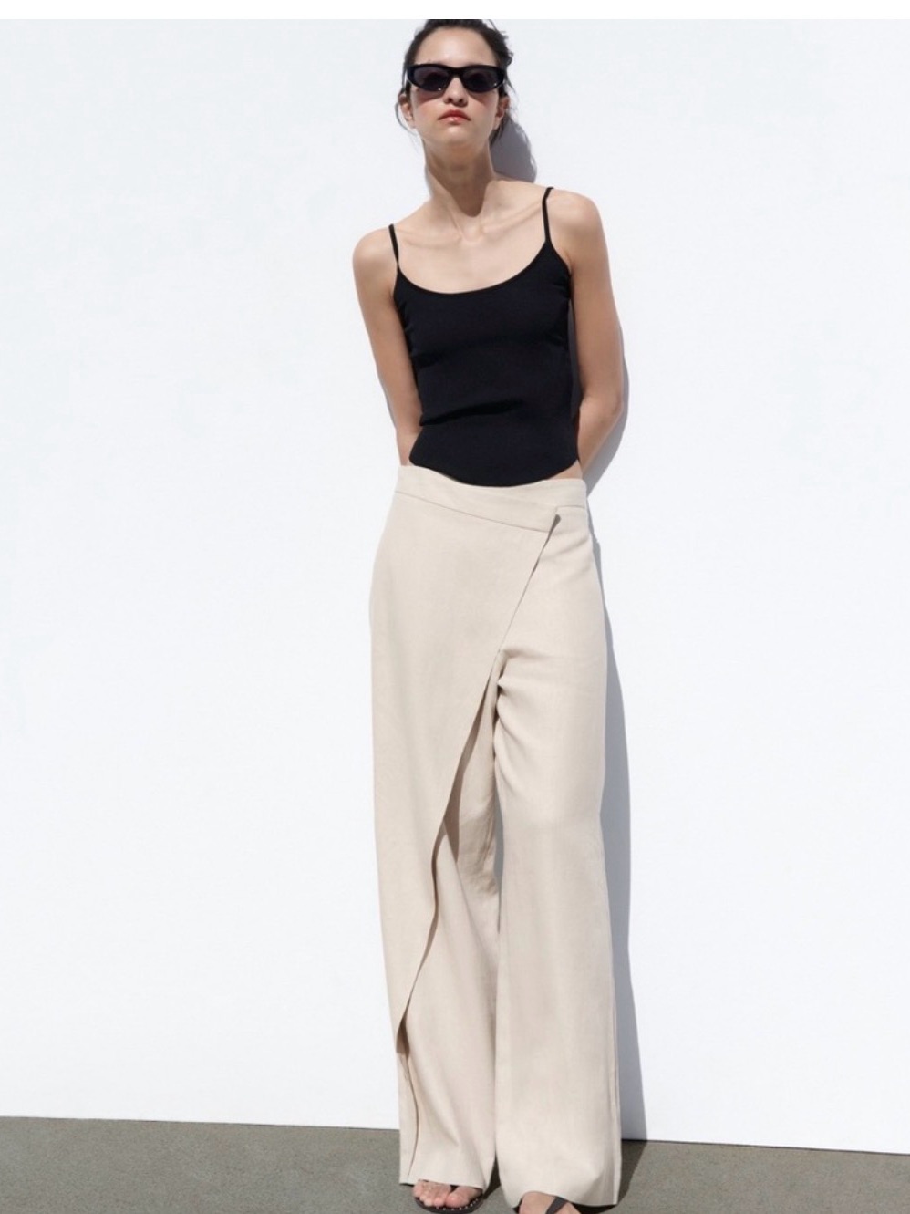 Zara Pareo Wrap Front Linen Pants